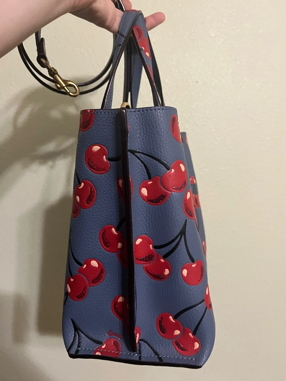 Coach Willow 24 in Blue with Cherry Print!